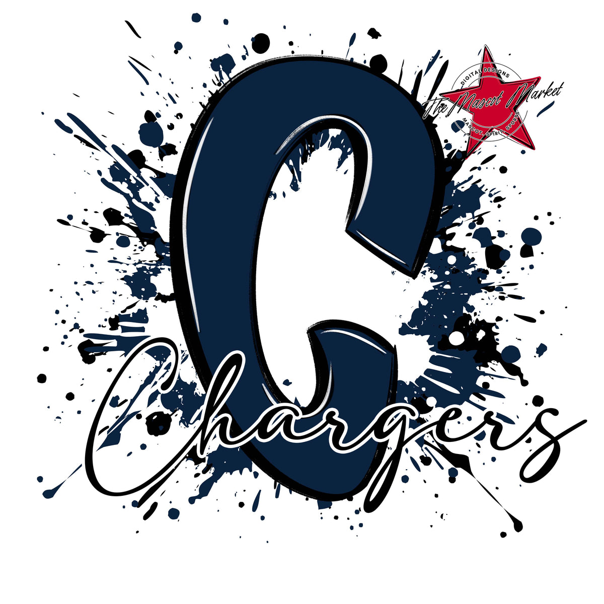 Chargers Mascot Splatter-Navy