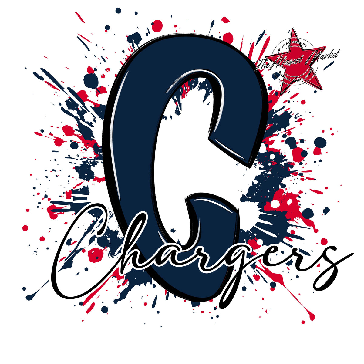 Chargers Mascot Splatter-Navy & Red