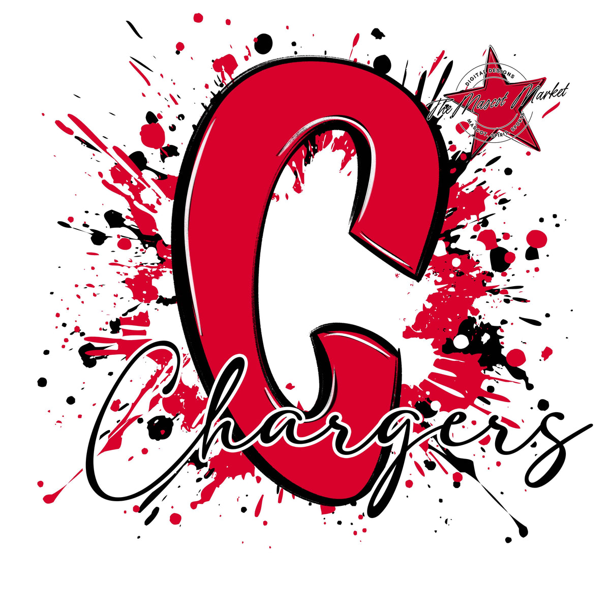 Chargers Mascot Splatter-Red