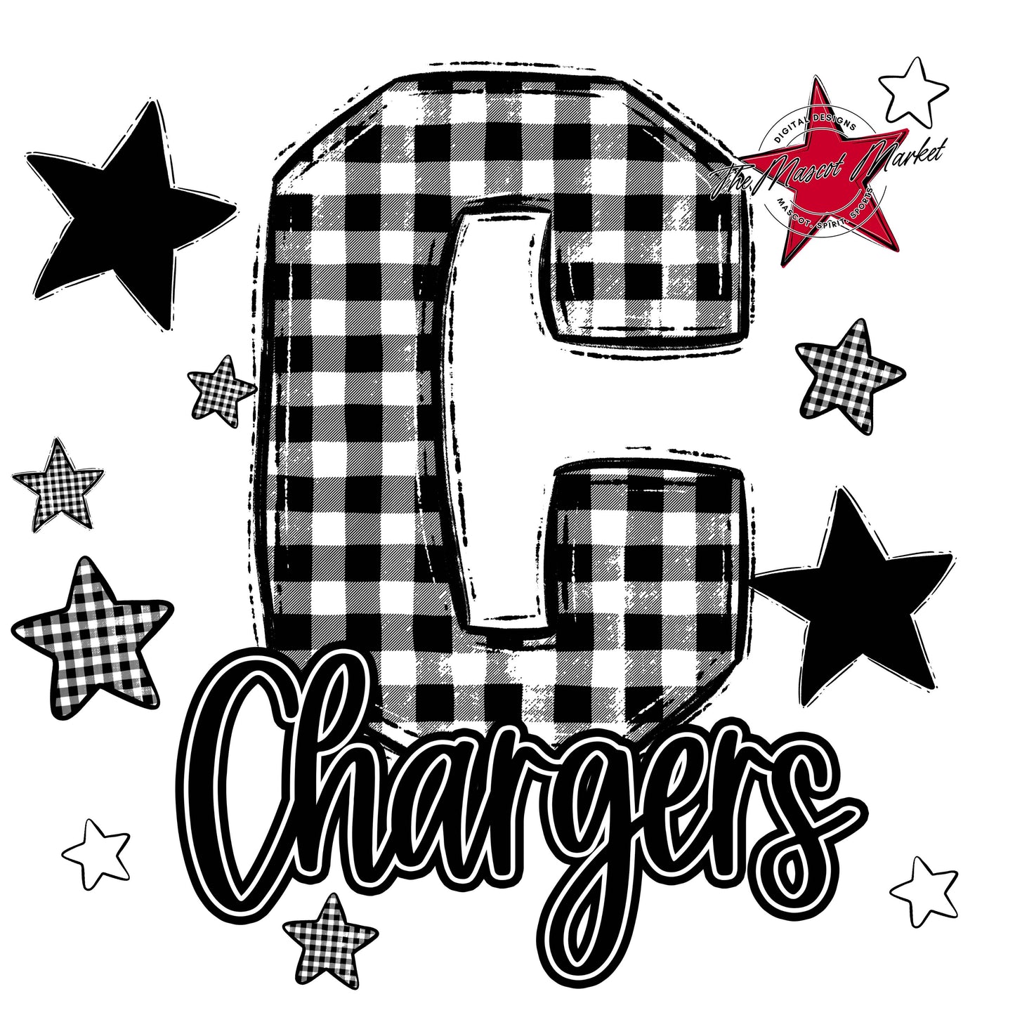 Chargers Plaid Star Design-Black