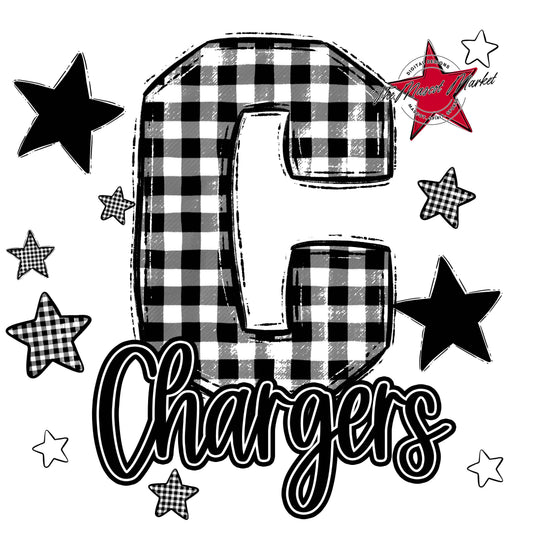 Chargers Plaid Star Design-Black