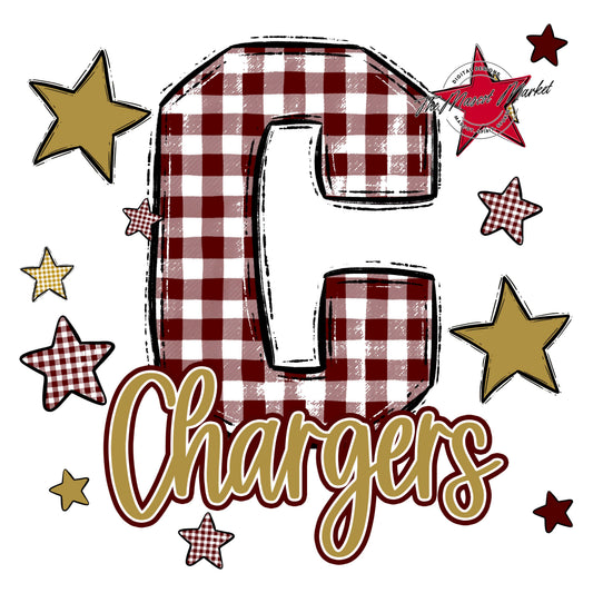 Chargers Plaid Star Design-Maroon & Gold