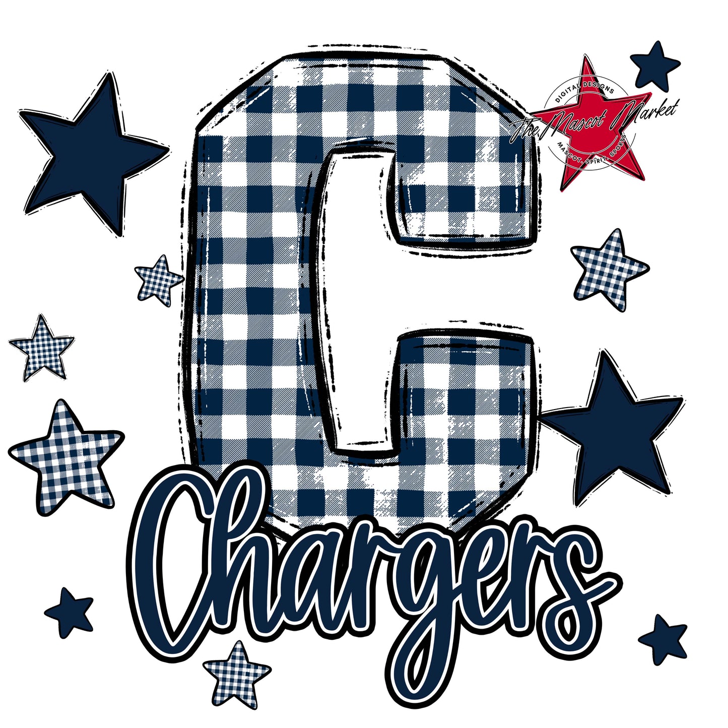 Chargers Plaid Star Design-Navy