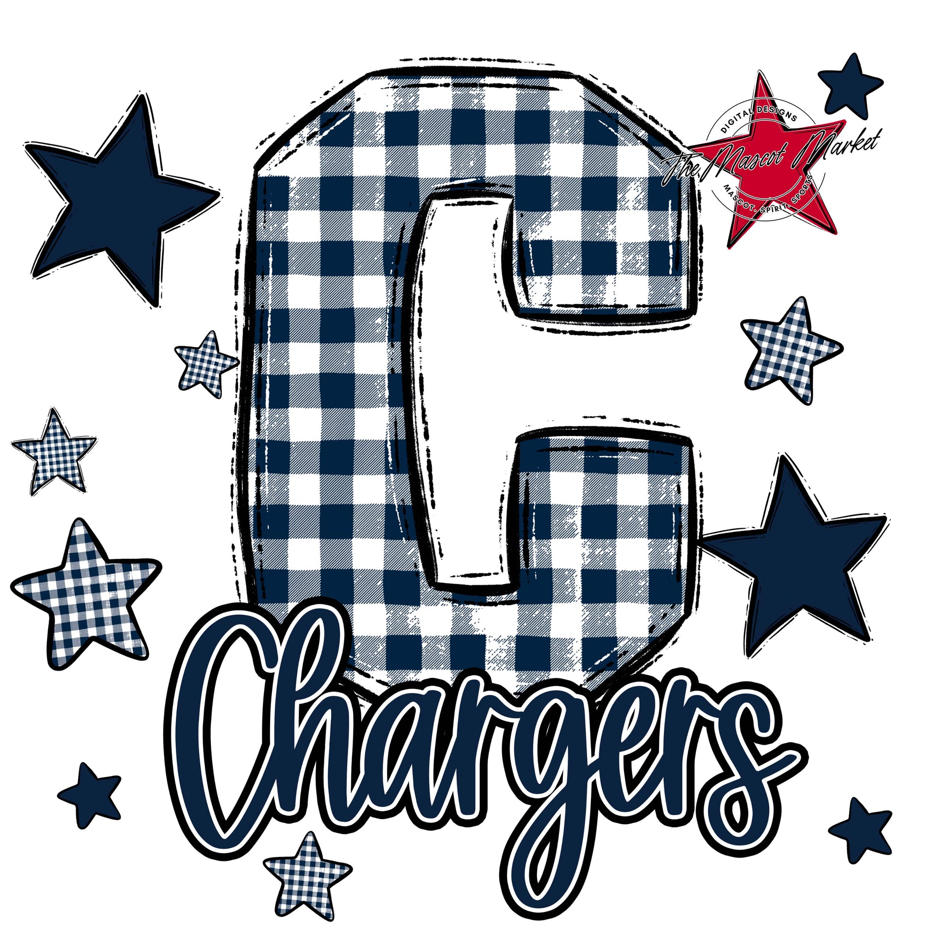 Chargers Plaid Star Design-Navy
