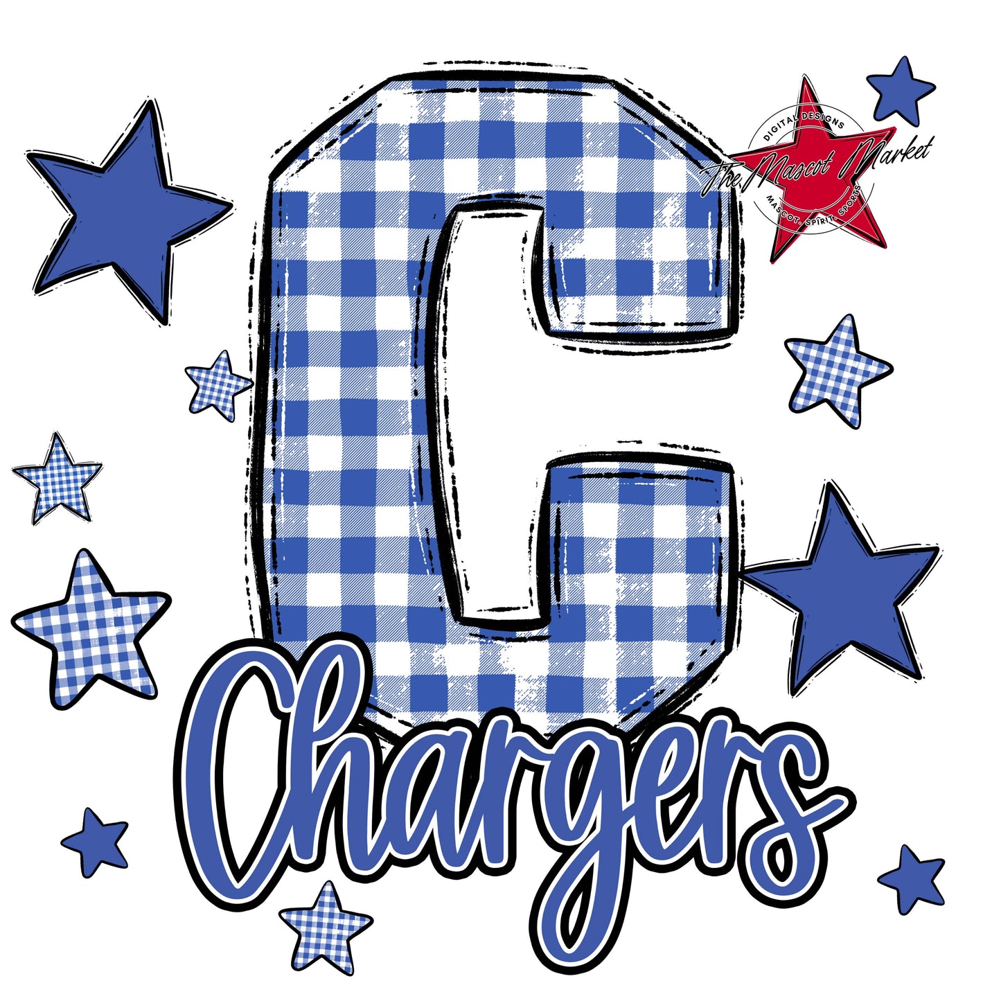Chargers Plaid Star Design-Off Blue