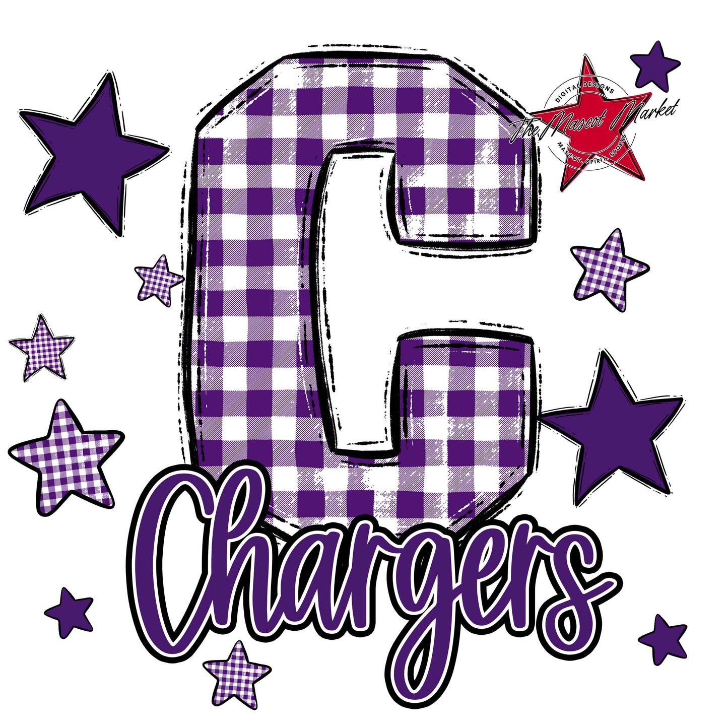 Chargers Plaid Star Design-Purple