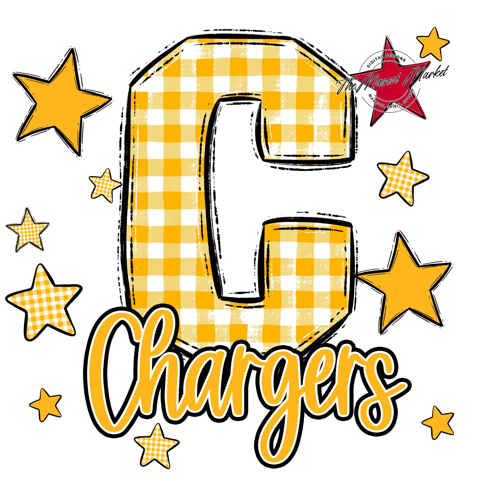 Chargers Plaid Star Design-Yellow