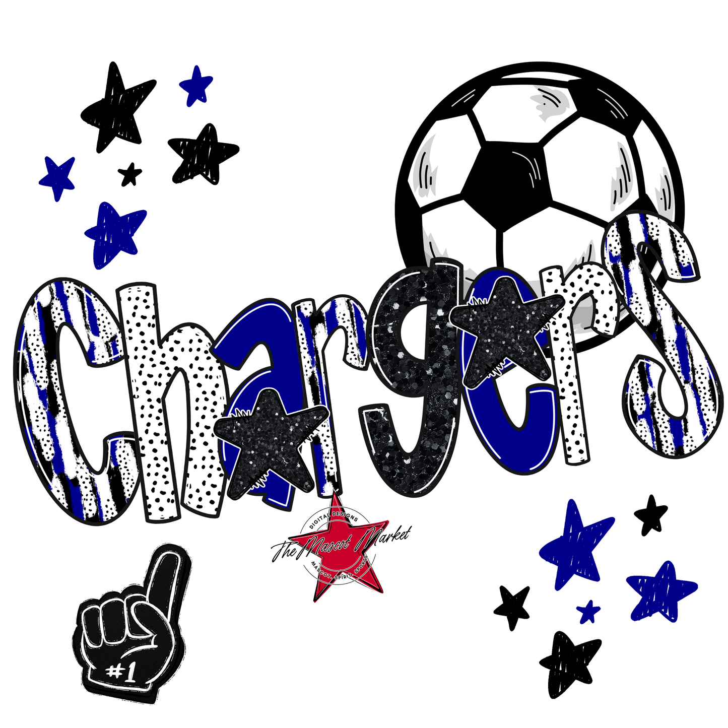 Chargers Soccer Scrape-Blue