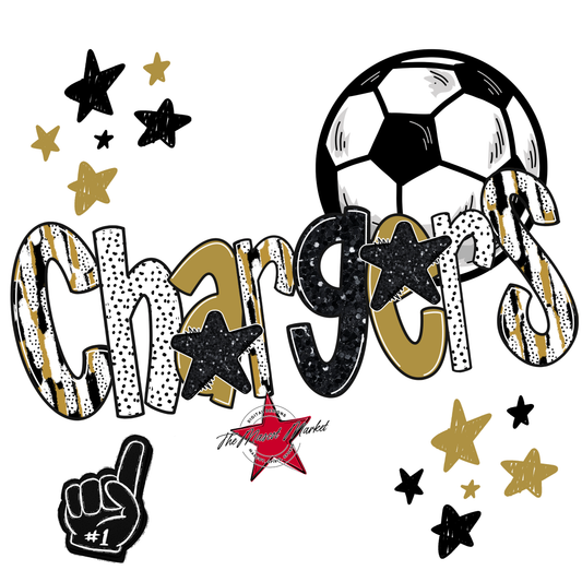 Chargers Soccer Scrape-Gold