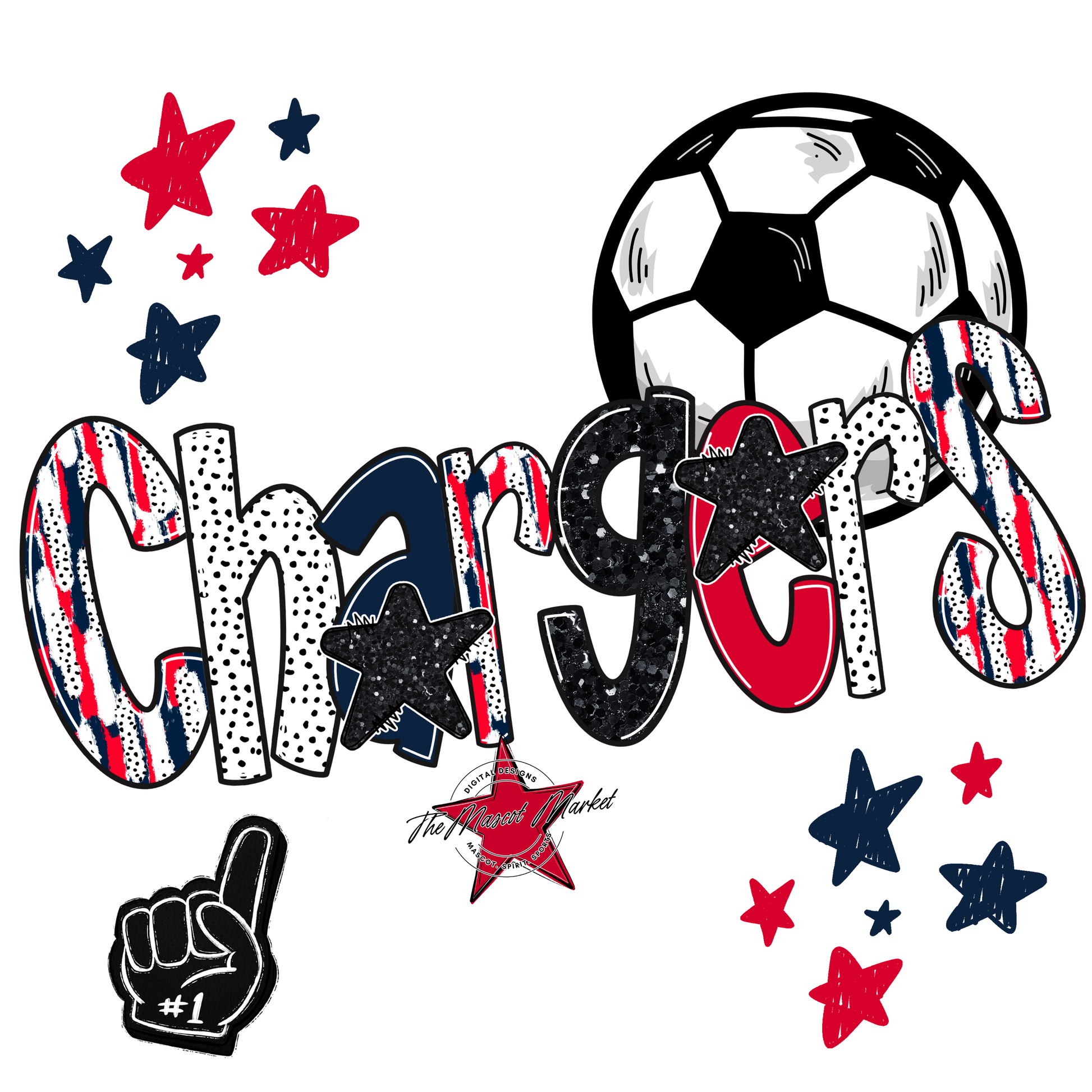 Chargers Soccer Scrape-Navy-Red