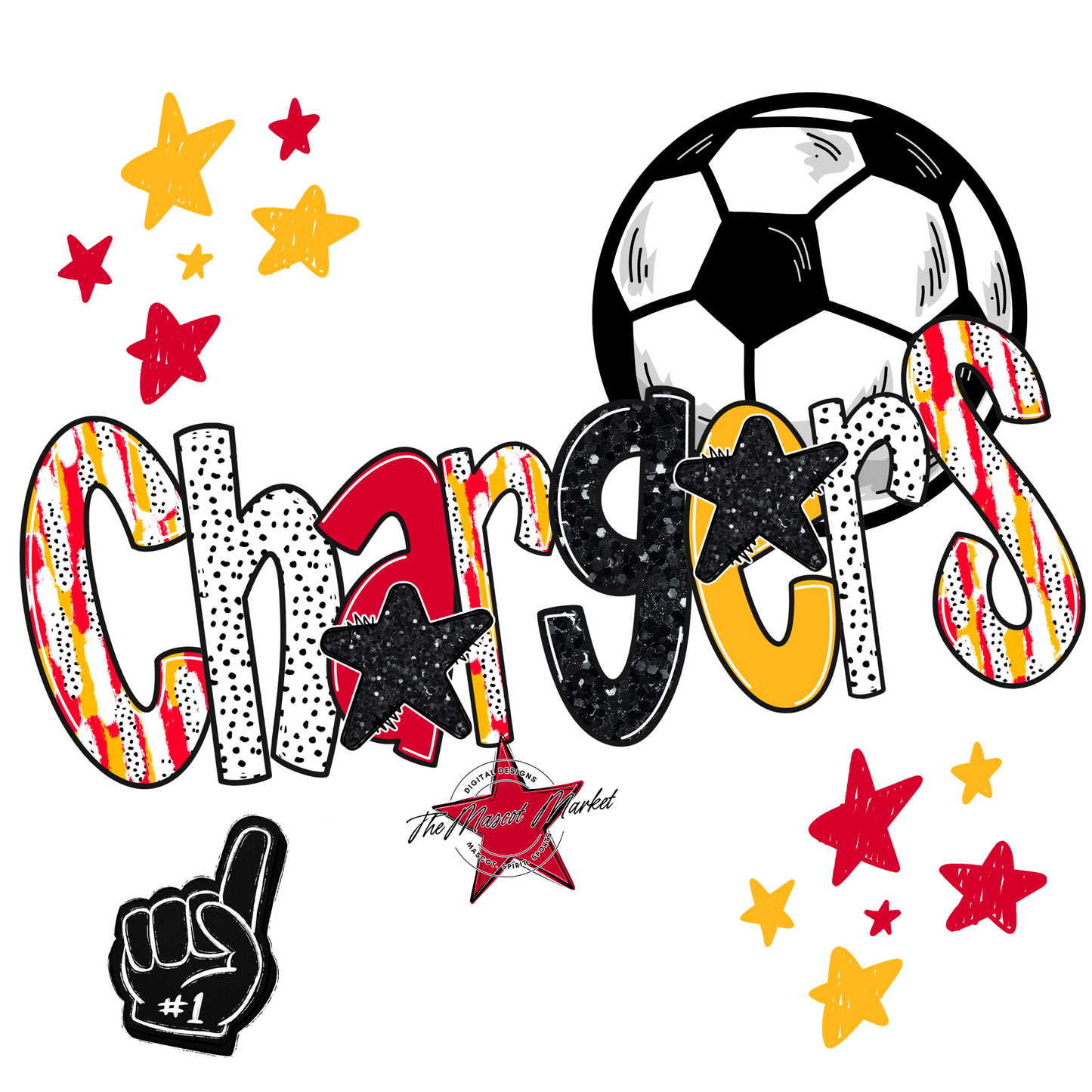 Chargers Soccer Scrape-Red-Yellow