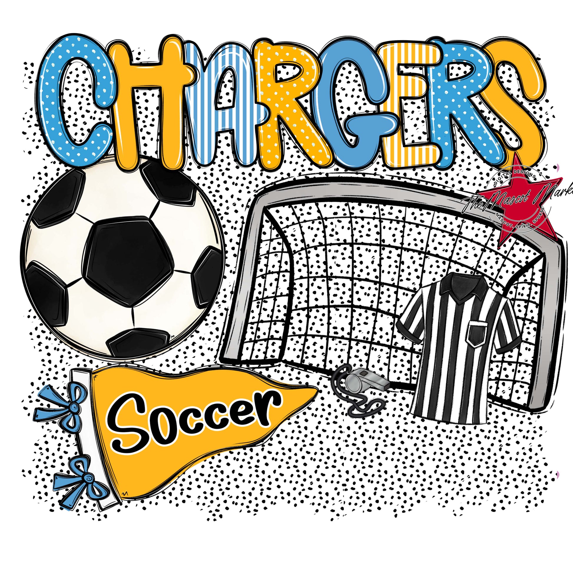 Chargers Soccer Spirit-Carolina Blue & Yellow