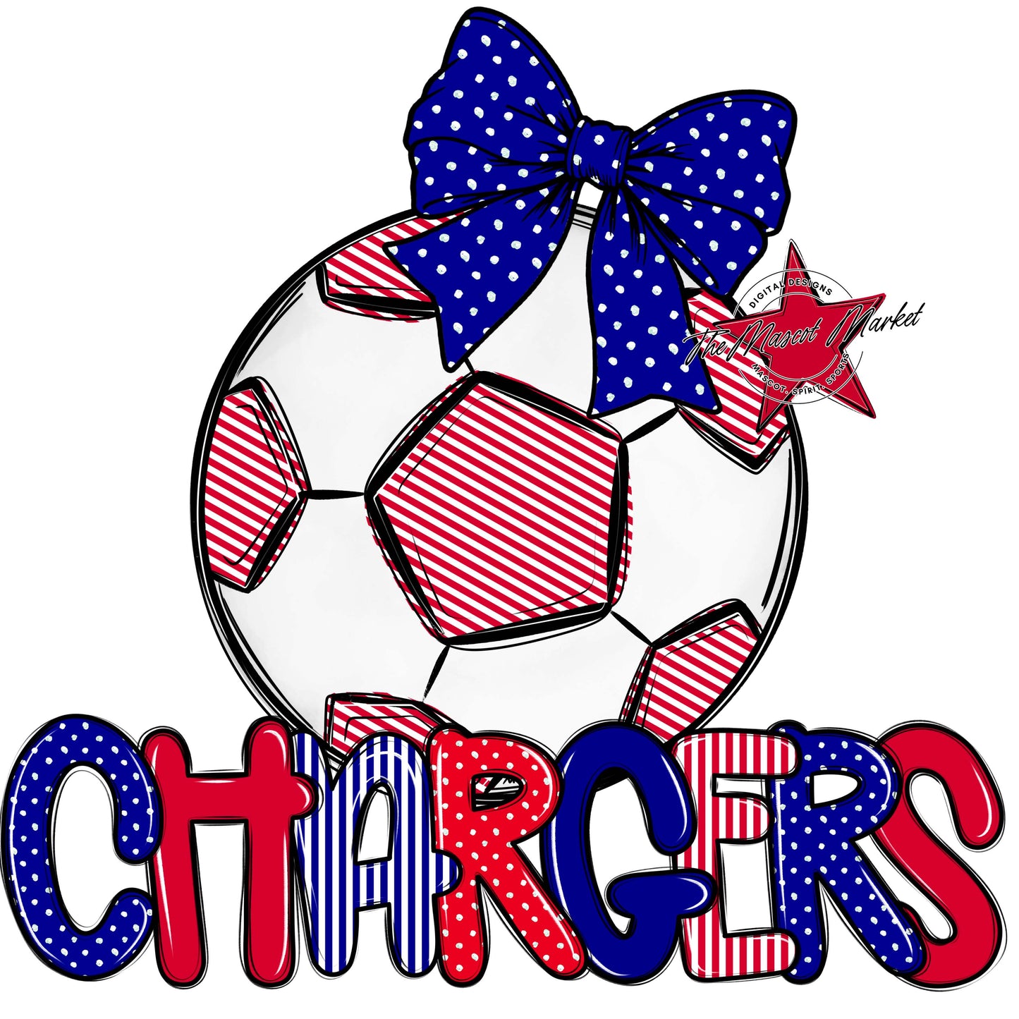 Chargers Soccer Spirit Design-Blue & red