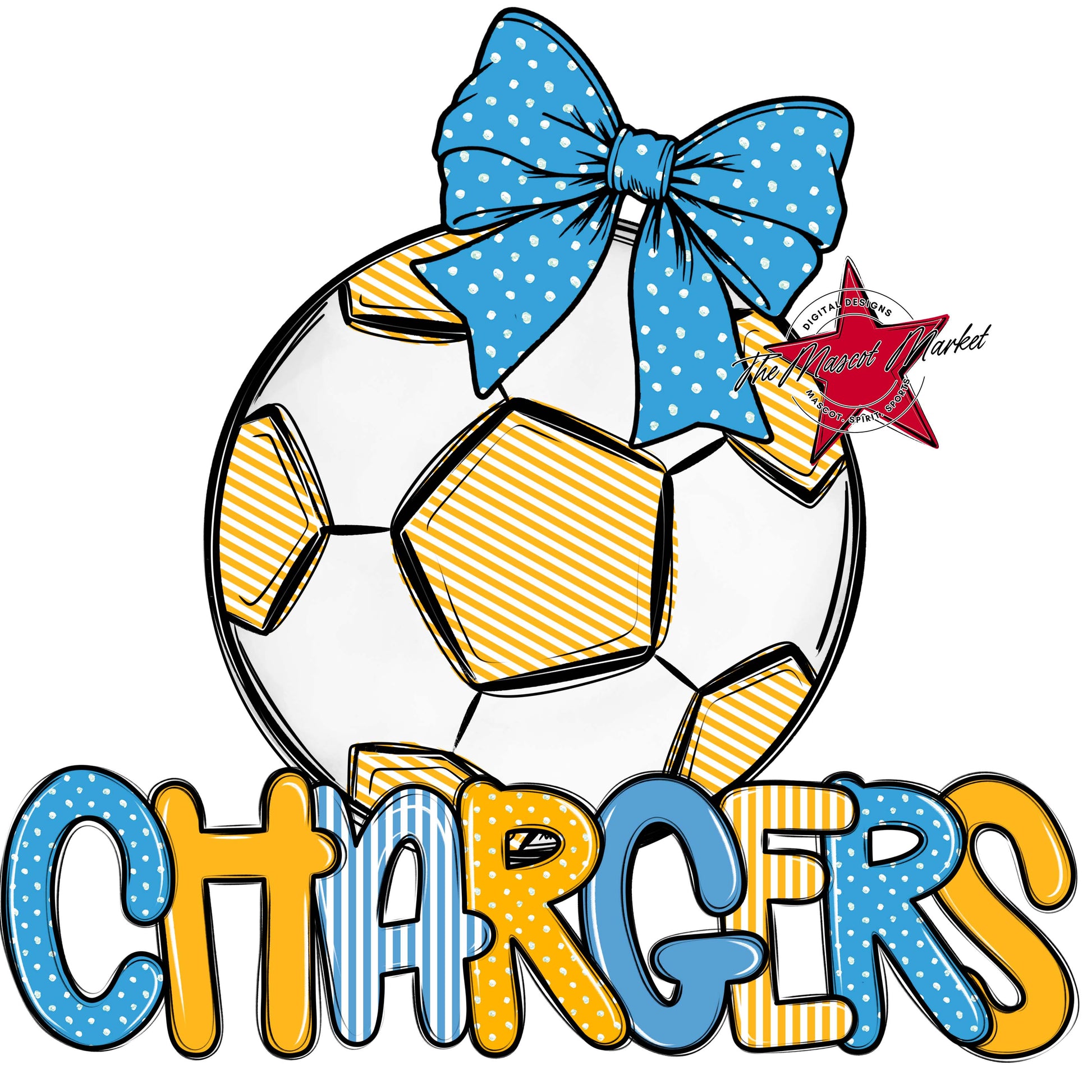Chargers Soccer Spirit Design-Carolina Blue & Yellow