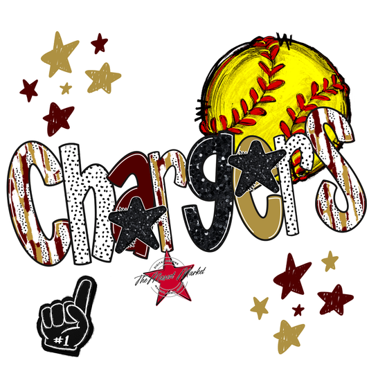 Chargers Softball Scrape-Maroon-Gold