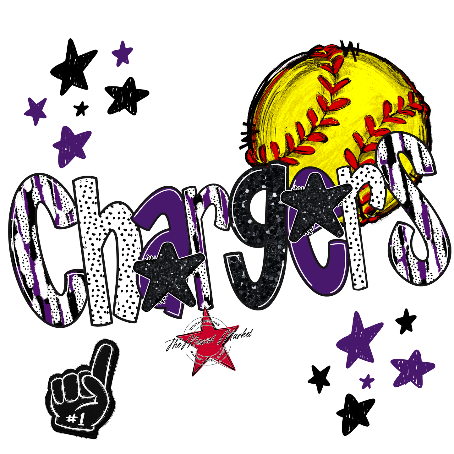 Chargers Softball Scrape-Purple