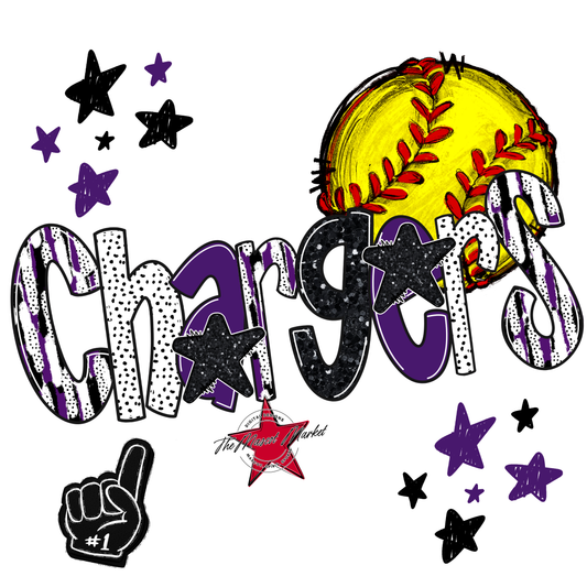 Chargers Softball Scrape-Purple