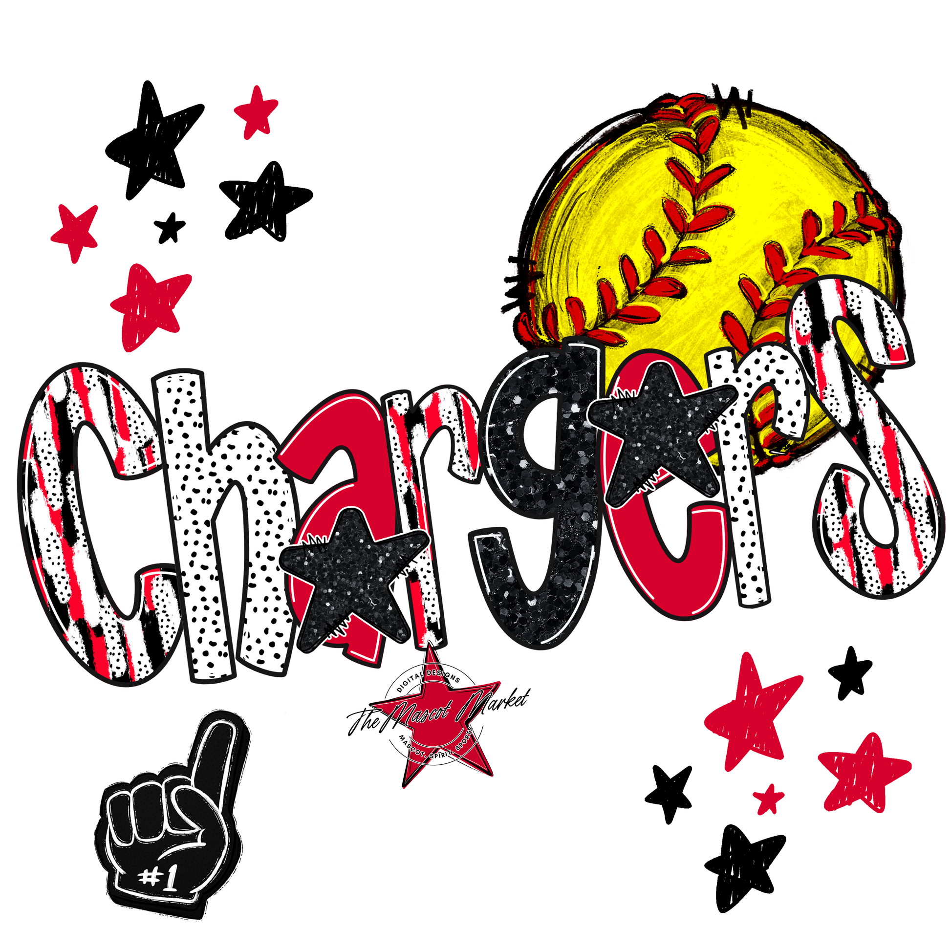 Chargers Softball Scrape-Red