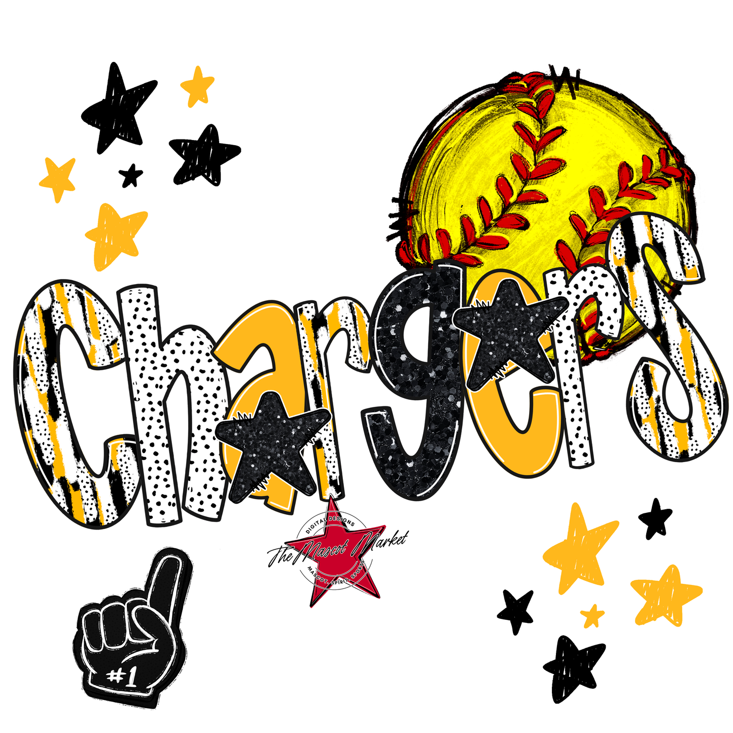 Chargers Softball Scrape-Yellow