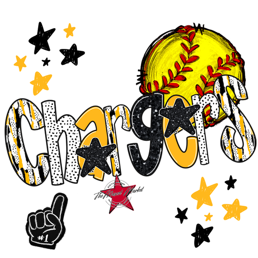 Chargers Softball Scrape-Yellow