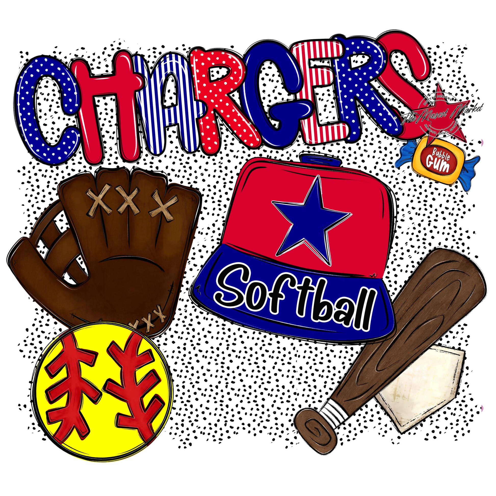 Chargers Softball Spirit-Blue & red