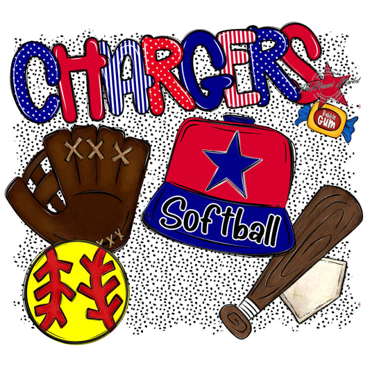 Chargers Softball Spirit-Blue & red