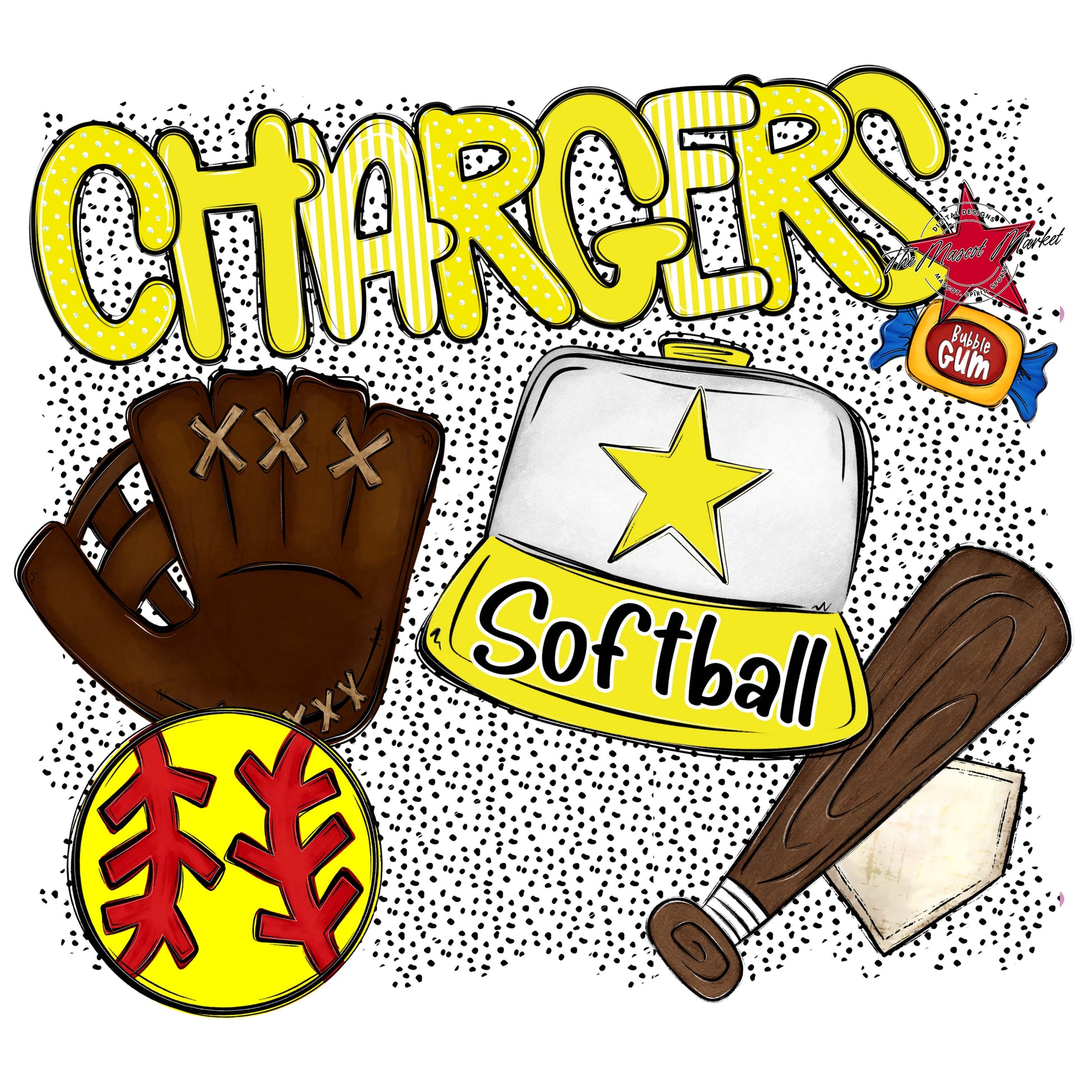Chargers Softball Spirit-Bright Yellow