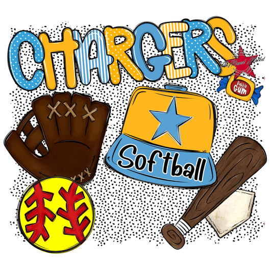 Chargers Softball Spirit-Carolina Blue & Yellow