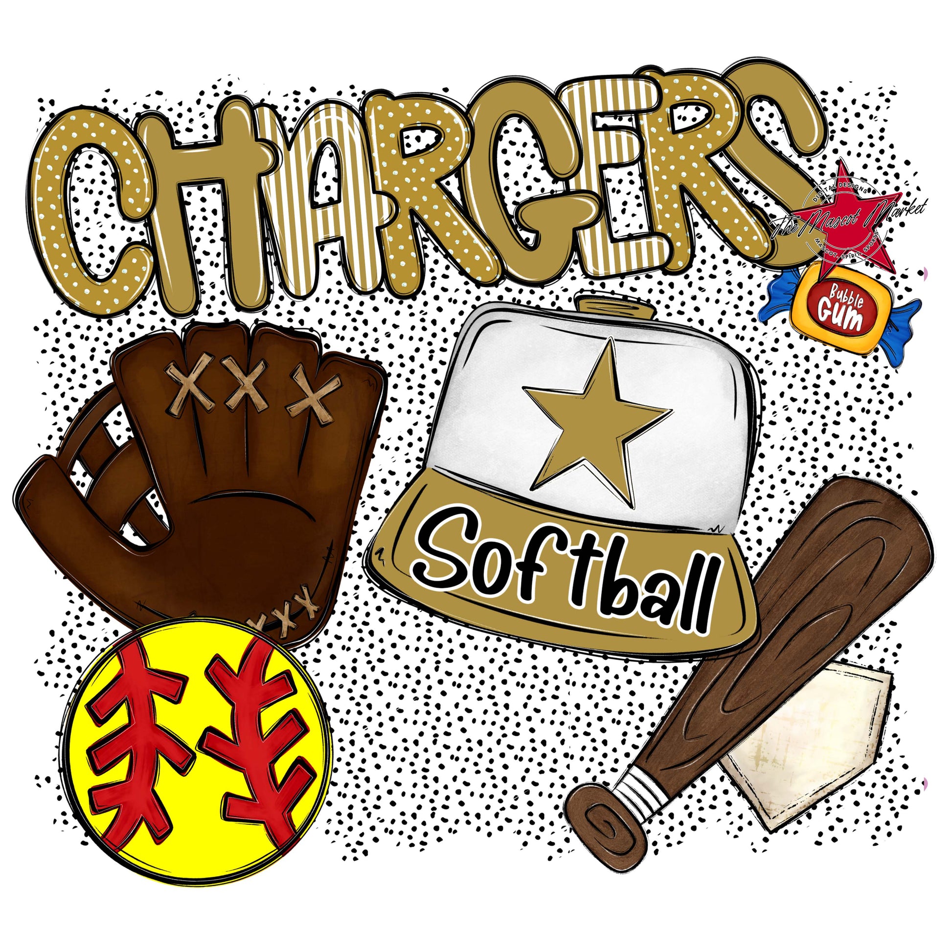 Chargers Softball Spirit-Gold
