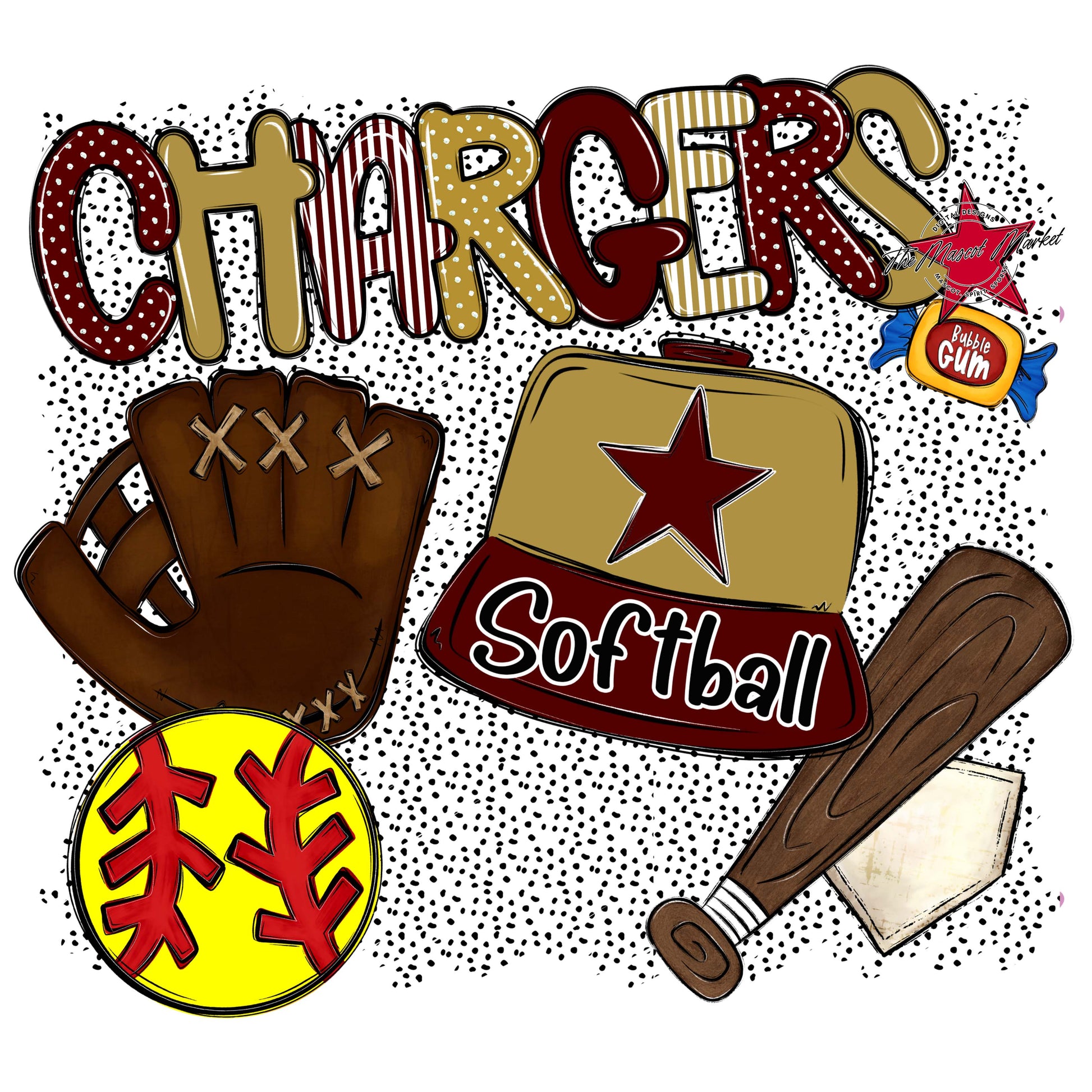 Chargers Softball Spirit-Maroon & Gold