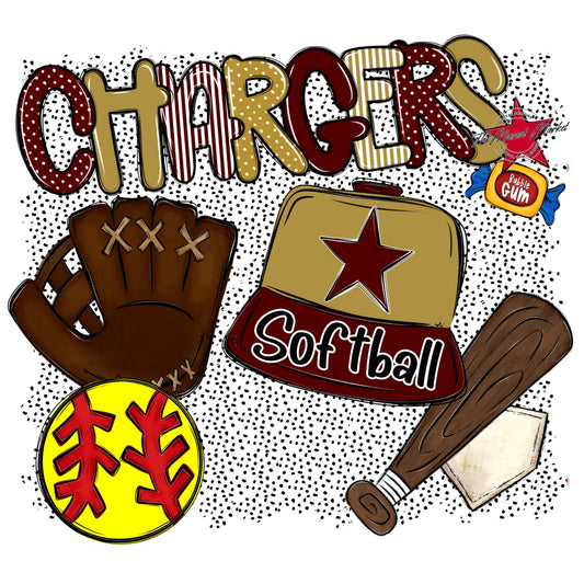 Chargers Softball Spirit-Maroon & Gold