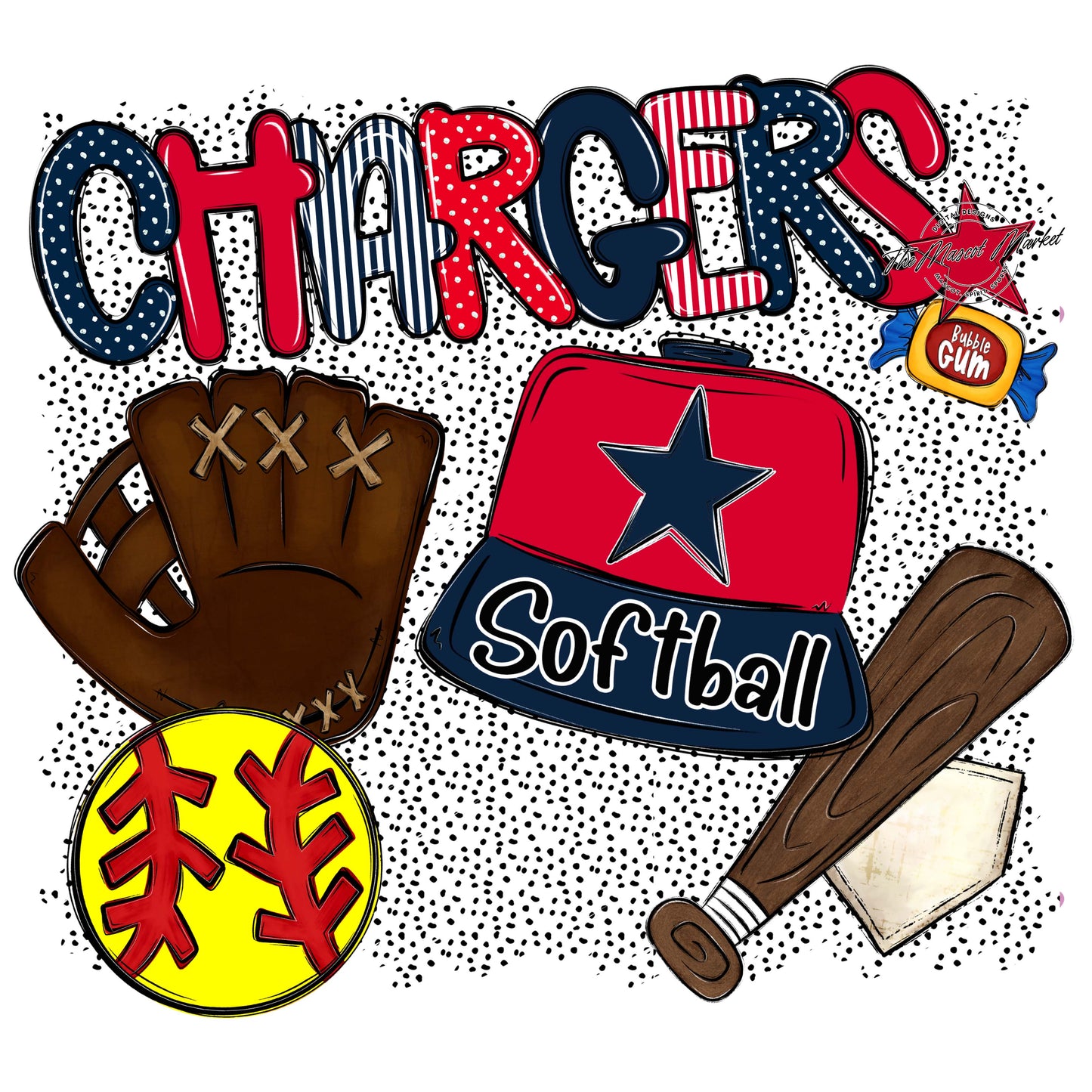 Chargers Softball Spirit-Navy & Red