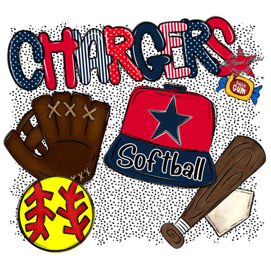 Chargers Softball Spirit-Navy & Red