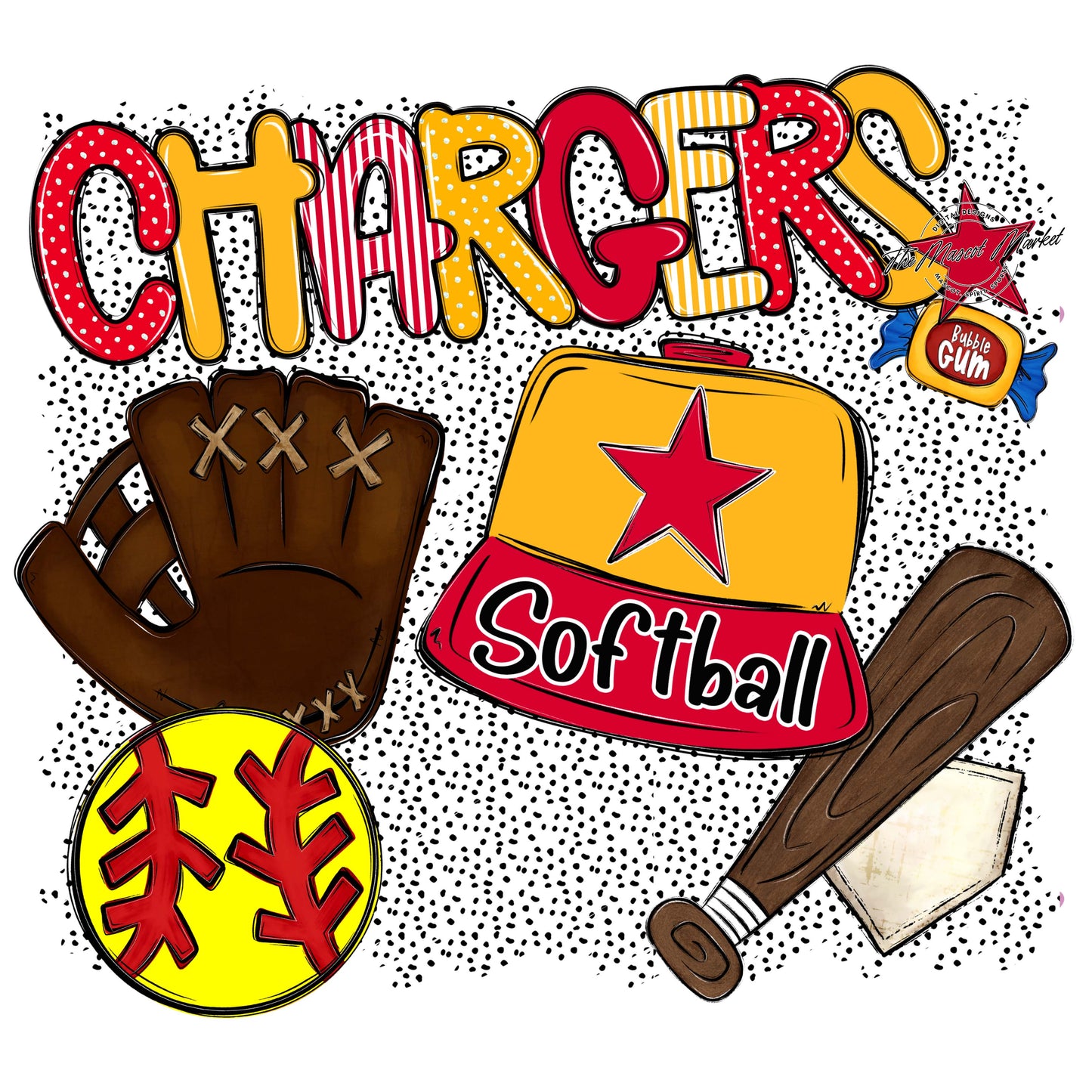 Chargers Softball Spirit-Red & Yellow