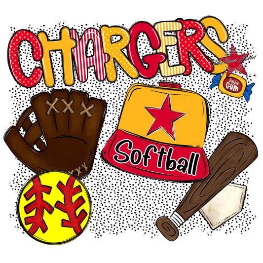 Chargers Softball Spirit-Red & Yellow