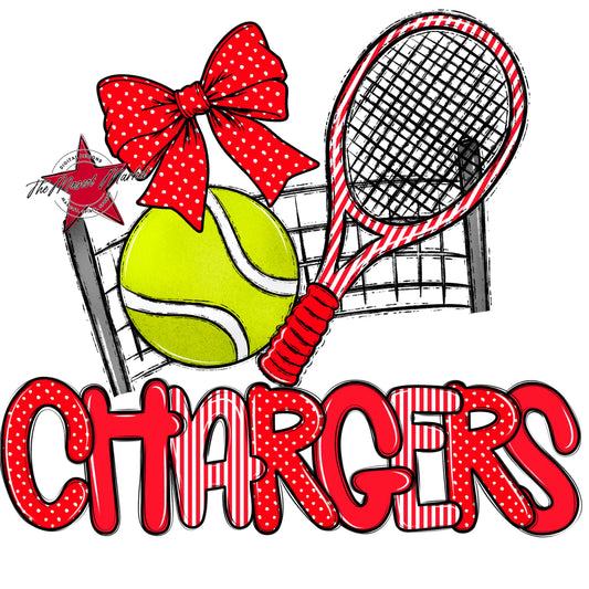 Chargers Tennis Spirit Design-Bright Red