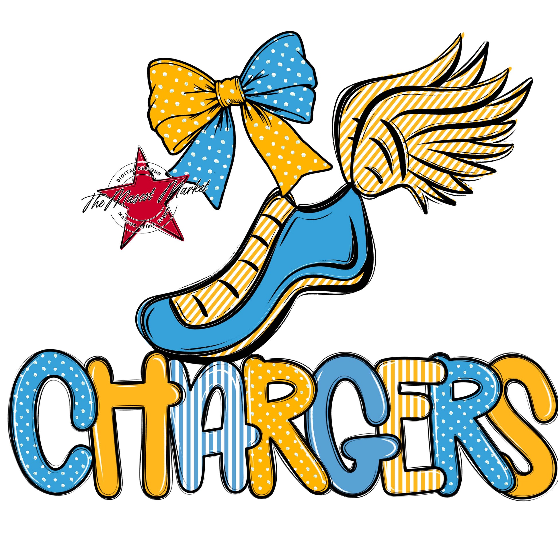 Chargers Track Spirit Design-Carolina Blue & Yellow