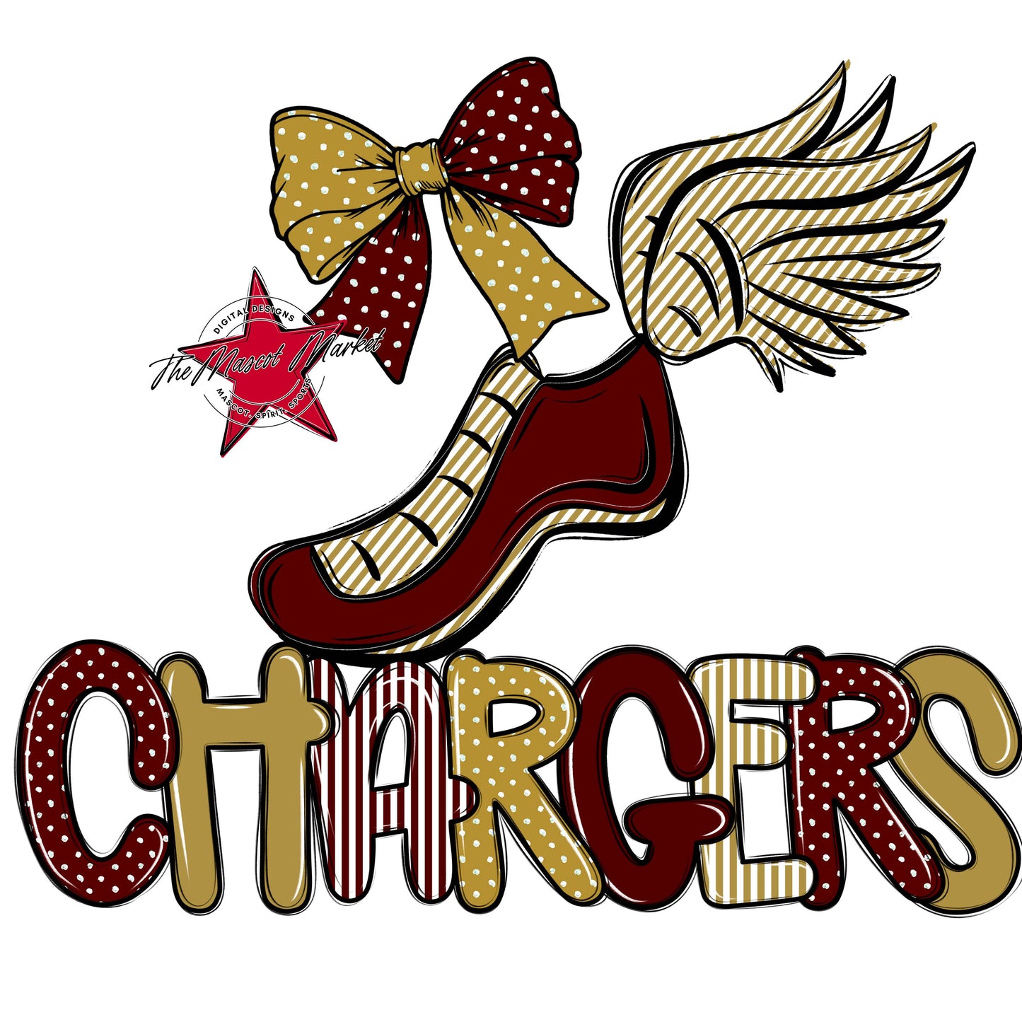 Chargers Track Spirit Design-Maroon & Gold