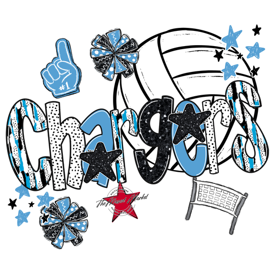 Chargers Volleyball Scrape-Carolina Blue
