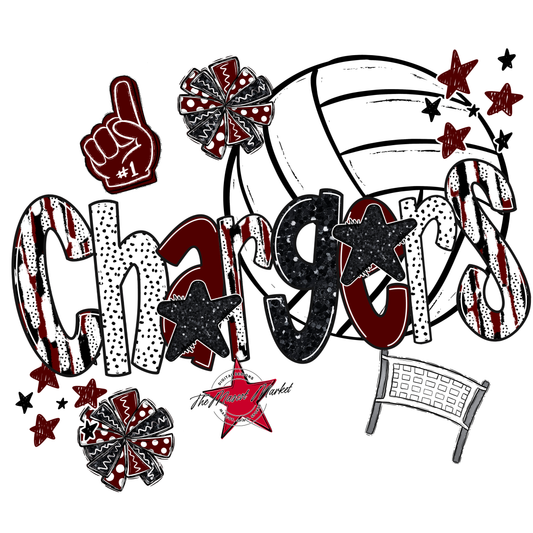 Chargers Volleyball Scrape-Maroon