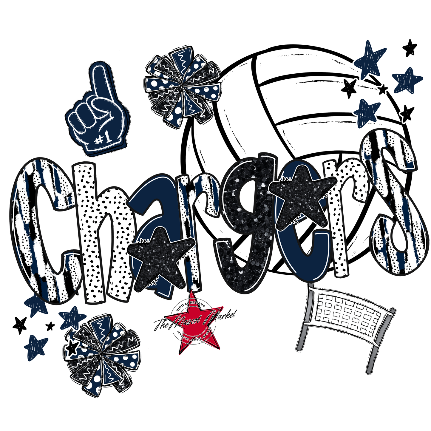 Chargers Volleyball Scrape-Navy