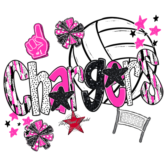 Chargers Volleyball Scrape-Pink