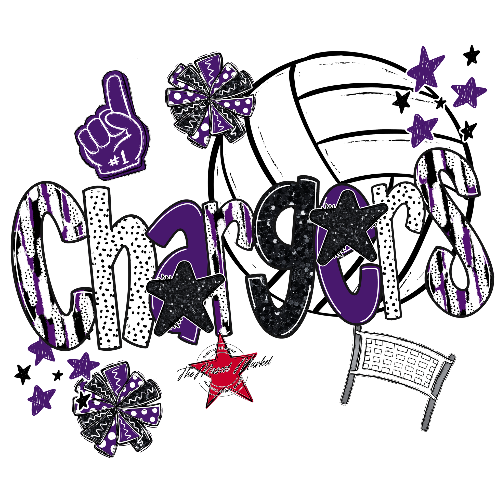 Chargers Volleyball Scrape-Purple