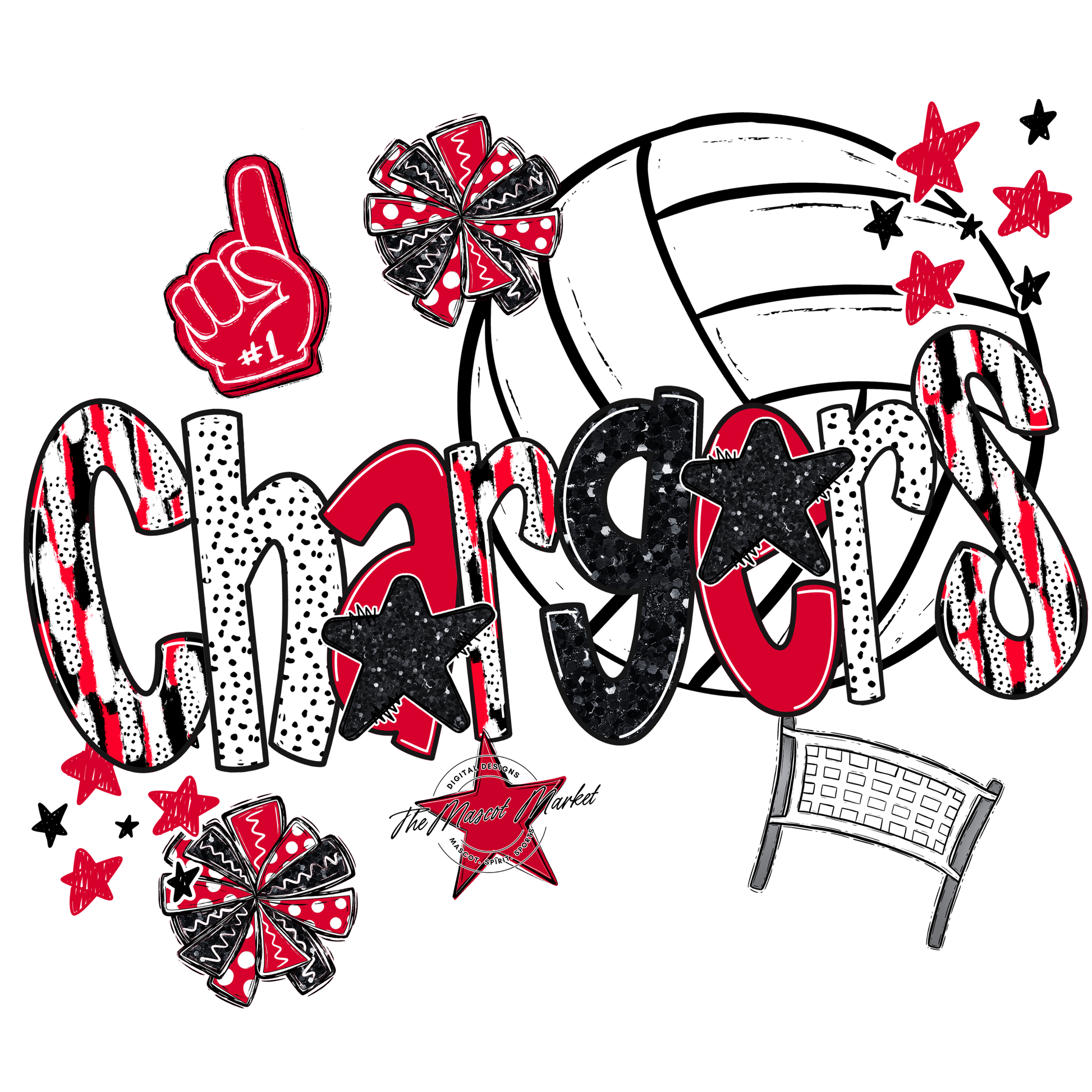 Chargers Volleyball Scrape-Red