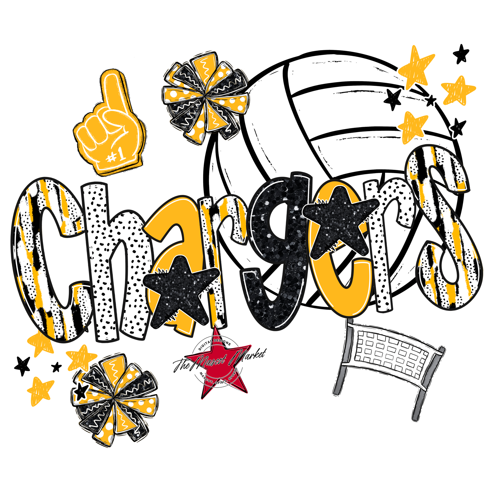 Chargers Volleyball Scrape-Yellow