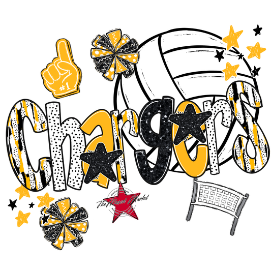 Chargers Volleyball Scrape-Yellow