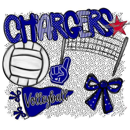 Chargers Volleyball Spirit-Blue