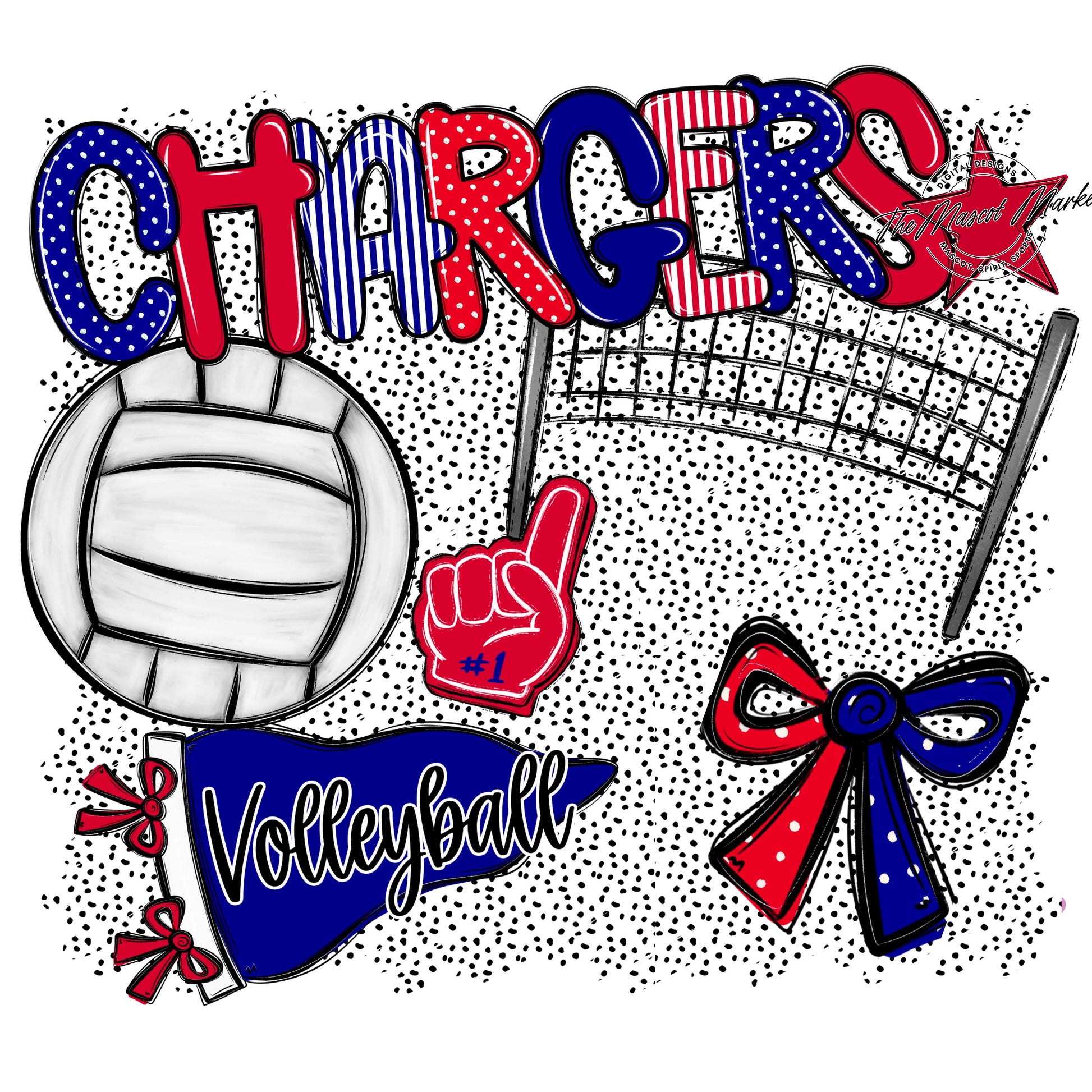 Chargers Volleyball Spirit-Blue & red