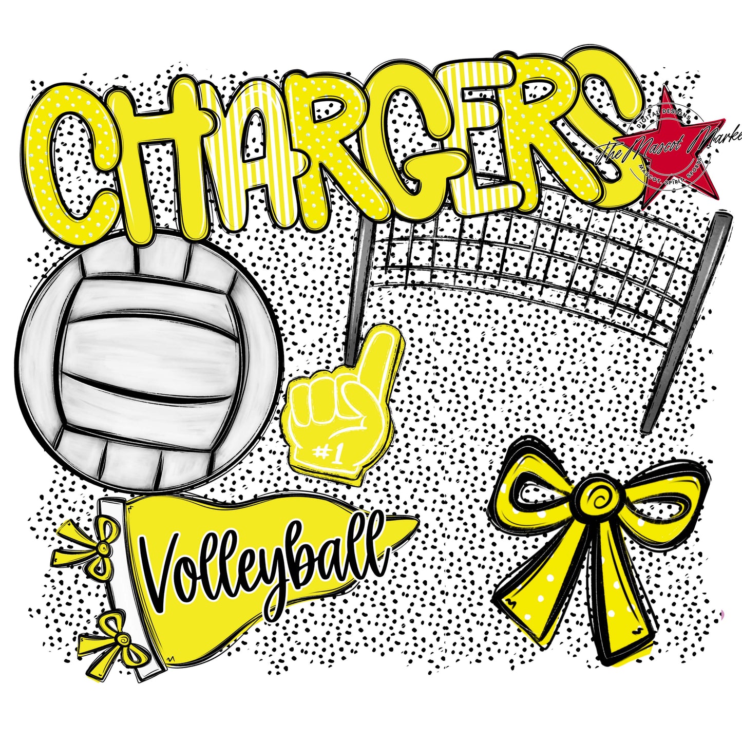 Chargers Volleyball Spirit-Bright Yellow
