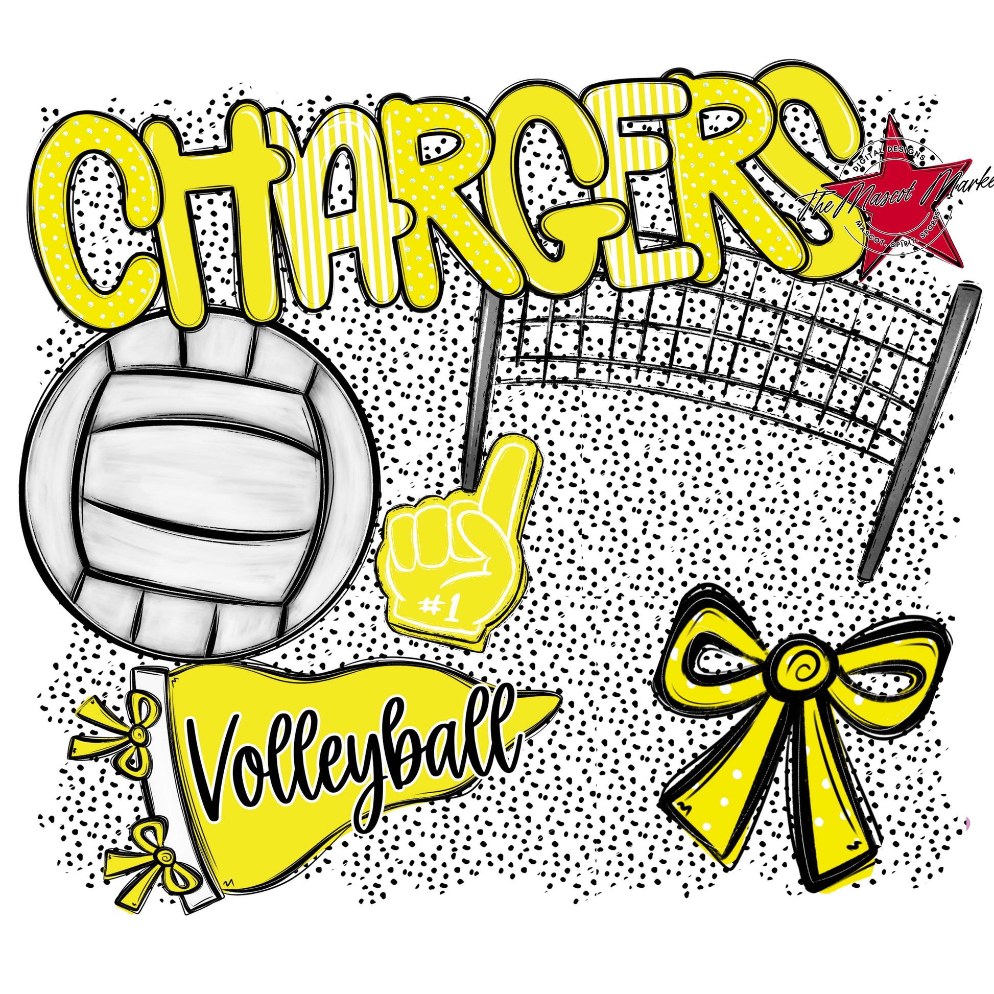Chargers Volleyball Spirit-Bright Yellow